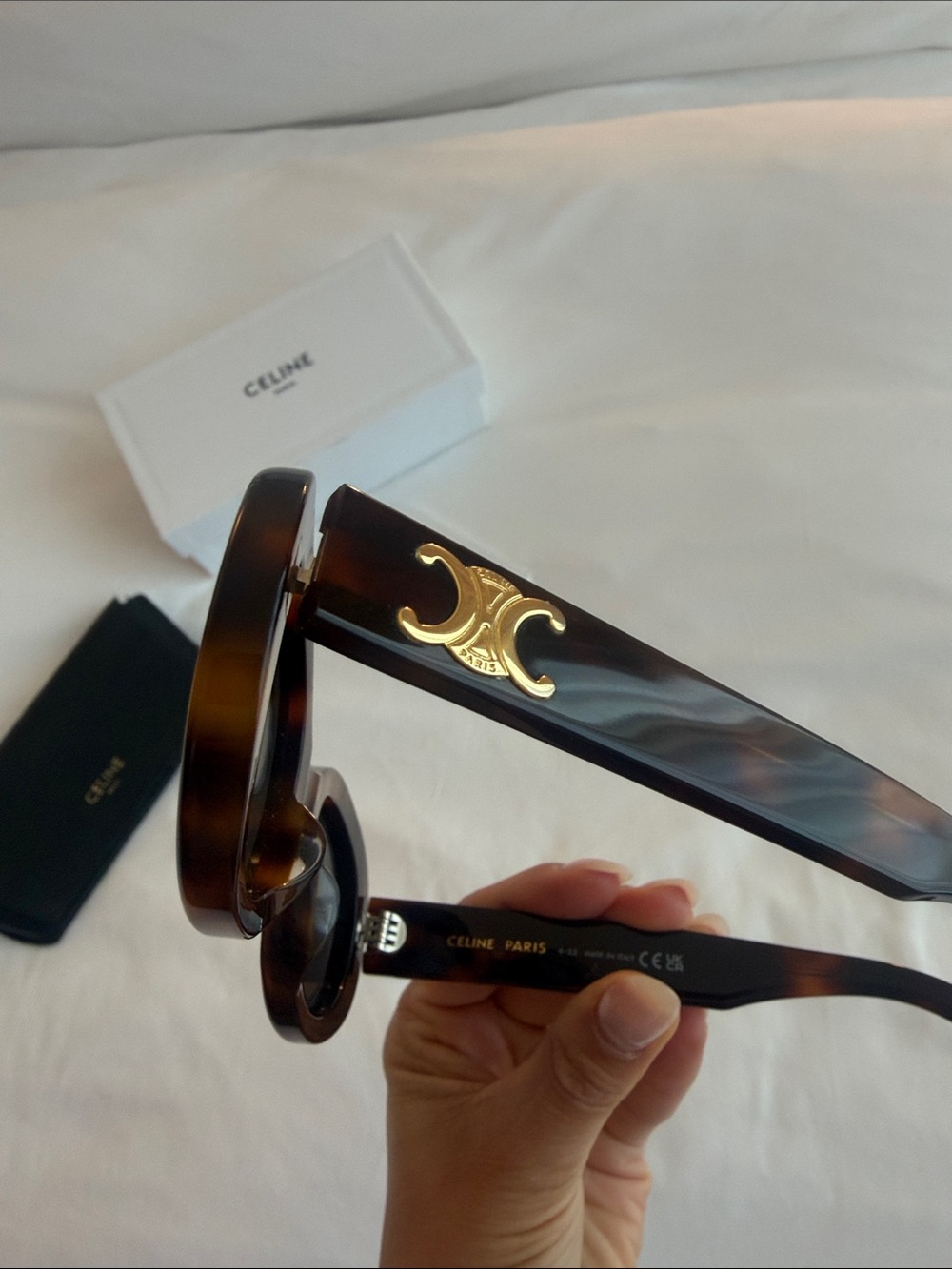 Celine Tortoiseshell Sunglasses with Gold Triomphe Accent - Picture 3 of 7